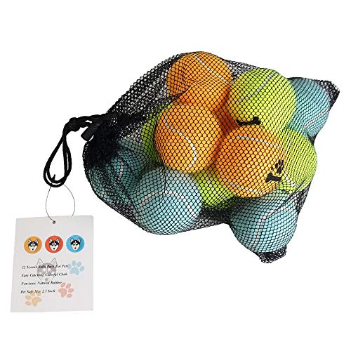 odear Tennis Ball for Dog Pack of 12 Colorful Easy Catching Pet Dog Ball