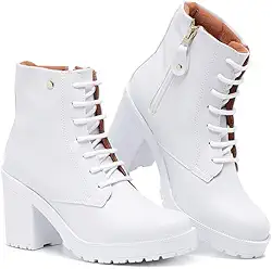 Bota Feminina Cano Curto Fashion Salto Alto Tratorado Confortável