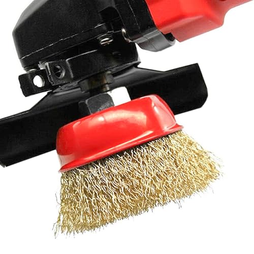 Hsthe Sea 2 Stück Profi-Topfbürste aus gewelltem Draht (für Stahl, Metall, 65 mm, M14, Zubehör für Winkelschleifer)