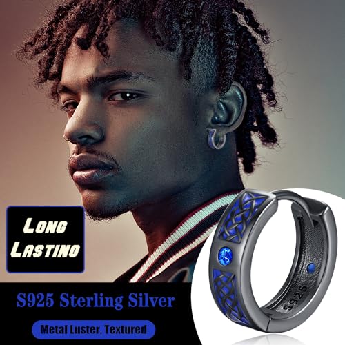 Odinstone 925 Sterling Silver Norse Viking Runes Hoop Earring Celtic Knot Earrings for Men Women Hypoallergenic Huggie Hoops Jewelry Gift2