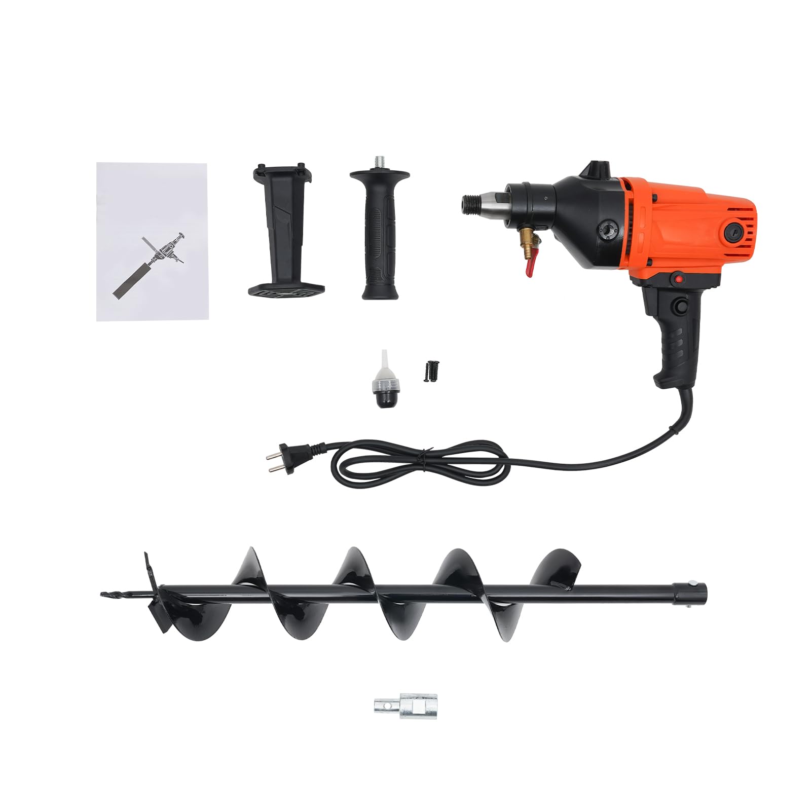 Elektro Erdbohrer 1900W 220V Erdlochbohrer 1000 U/Min Bohrlöcher ∅120mm Bohrtiefe 80 cm mit 2 Griffe und 1 Bohraufsatz