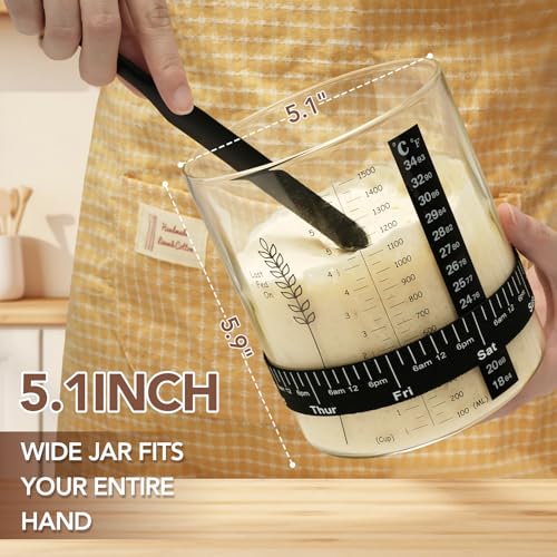 Image of 50oz Sourdough Starter Jar Kit, Wide Mouth Sourdough Jar | Sourdough Starter Kit & Sourdough Bread Baking Supplies, Sour Dough Starter Jars for Beginners and Pro(1 Pack)