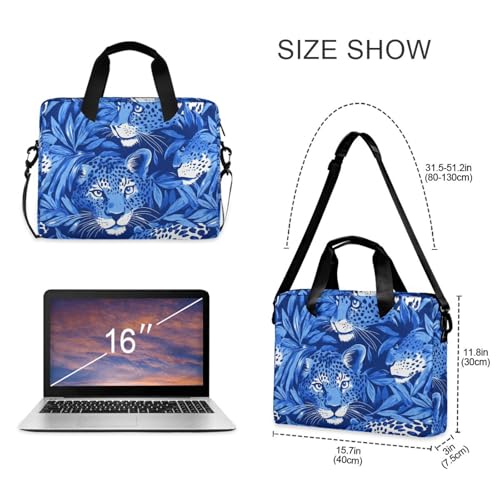 Bolso maletín para laptop crossbody 15.6" azul leopardo miniatura 5