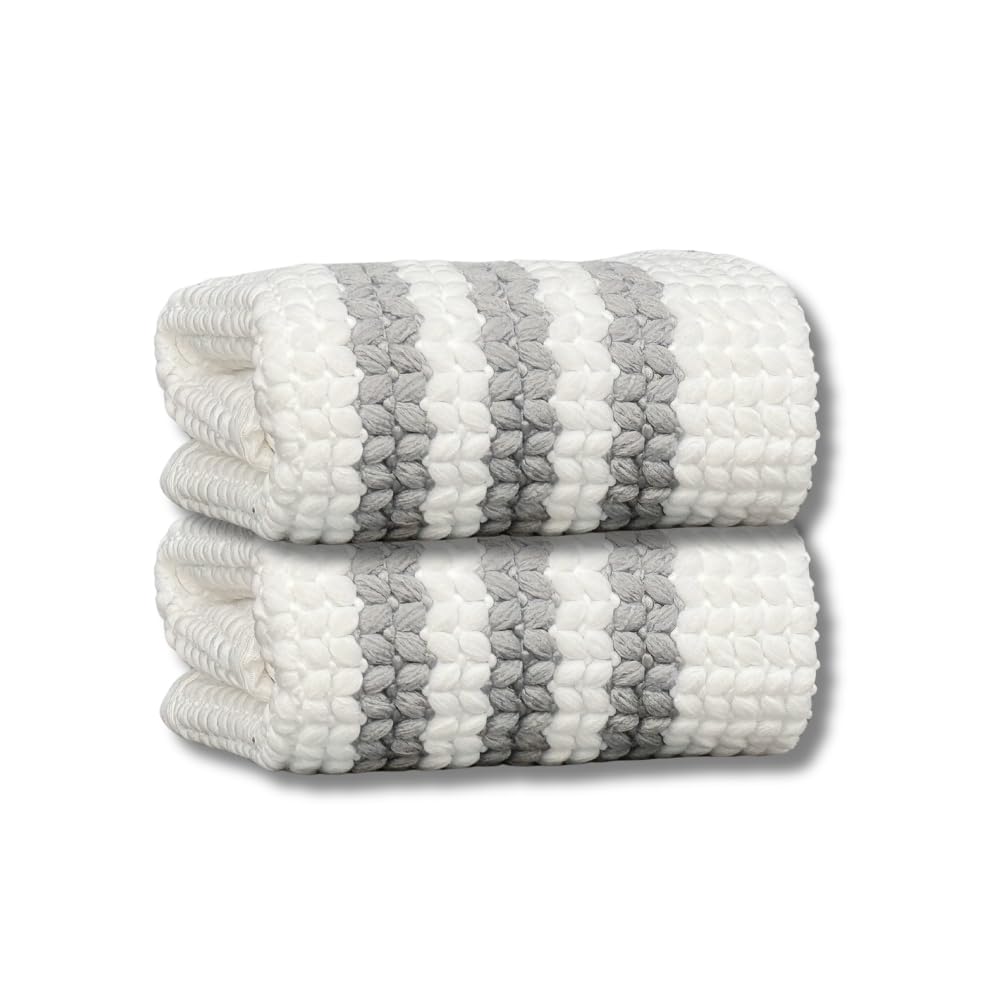 Microfiber Cleaning Towels, 52 x 52 cm, Set of 2, Kitchen Cloth Towels, Double-Sided Dish Drying Reusable for House, Furniture, Table, Window, Glasses (Striped)-image-29