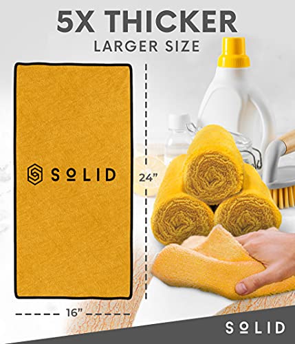 Solid Multipurpose Plush Microfiber Cleaning Cloth Towel For Household, Car Washing, Drying & Auto Detailing - 16" X 24" (6) #TOP6