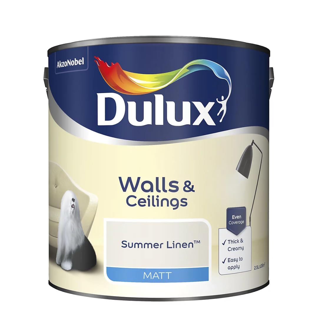 Summer Linen Walls & Ceilings Matt Emulsion Paint 2.5L โ Smooth Creamy Finish, Quick Dry, Low VOC, Easy Application for Interior Walls & Ceilings