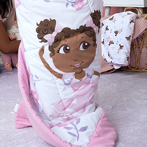Image of Little Muffincakes Zhara Toddler Quilted Blanket, Ballerina and Flower Print, 42.0 inch x 34.0 inch, 18 Months & up, Pink (Pack of 2)