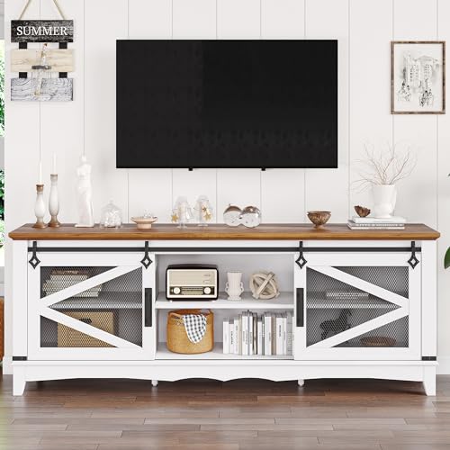 IDEALHOUSE-Modern-TV-Stands-for-Living-Room-65-Inch-TV-Stand-Entertainment-Center-with-Storage-and-Sliding-Barn-Doors-Media-TV-Console-Cabinet-with-Adjustable-Shelf-White IDEALHOUSE Modern TV Stands for Living Room 65 Inch TV Stand Entertainment Center with Storage and Sliding Barn Doors Media TV Console Cabinet with Adjustable Shelf White