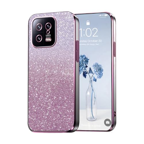 PanXCase Glitzer Hülle für Xiaomi 13 - Transparent Glitter Mädchen Frau Elegant HandyHülle, Durchsichtig Bling Ultra Dün...