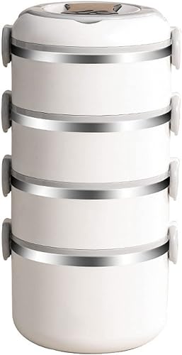 Wonzone bdh Bento Boxes - Lonchera de acero inoxidable multicapa con cuchara estilo portátil contenedor de almacenamiento para tarros de alimentos