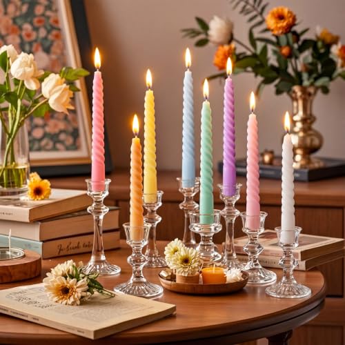 Image of MTLEE 16 Pcs Long Taper Candlestick Bulk 10 Inch Smokeless, Candy