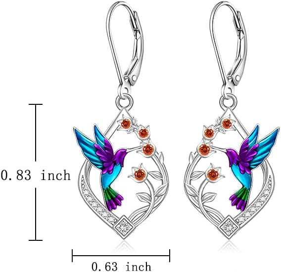 Hummingbird Earrings for Women Sterling Silver Hummingbird Jewelry Gifts for Women Unique Charm Flower Earrings