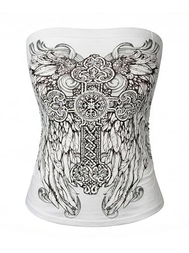 Image of MixMatchy Women's Stretchy Strapless Tube Top Y2K Bandeau Top