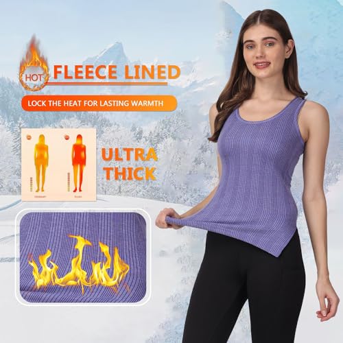 Image of FF Women's Thermal Scoop Neck Cami Tank Tops, Ultra Soft Fleece Lined Camisole, Winter Warm Underwear Top