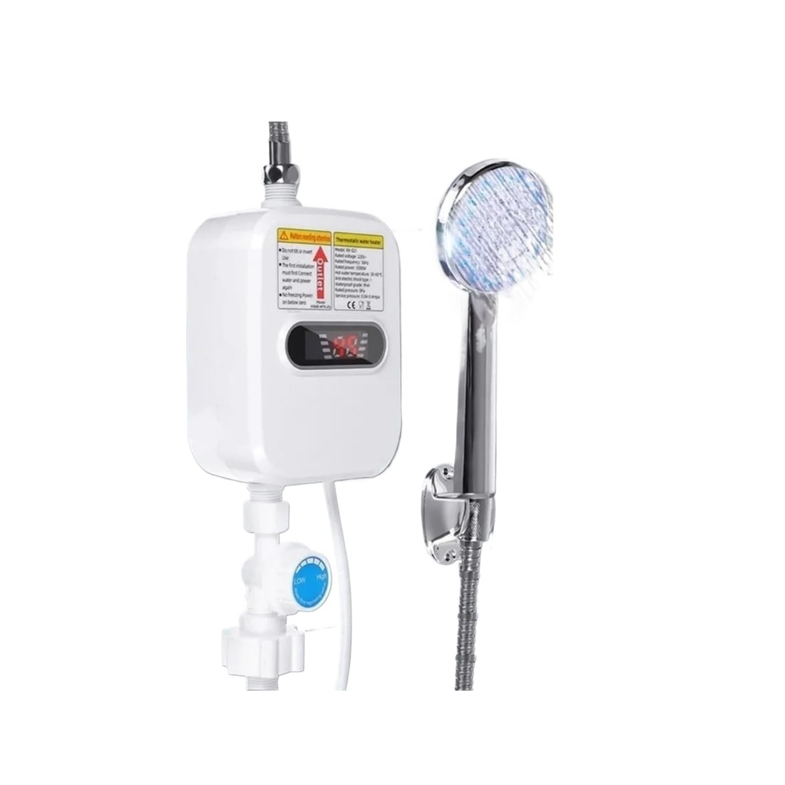 3500W Mini Riscaldatore di Acqua Elettrico Istantaneo Bagno Cucina Calda Senza Serbatoio del Rubinetto Display della Temperatura Set Doccia