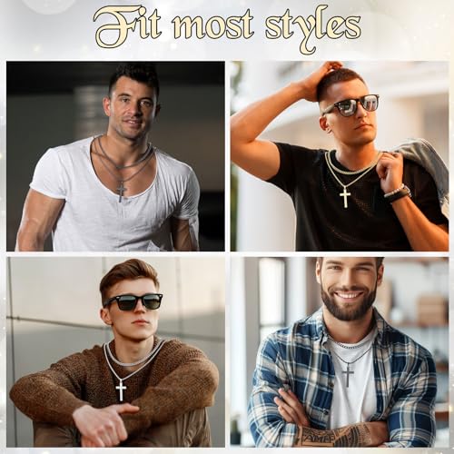 Kigeli Cross Necklace for Men Stainless Steel Layered Chain Cross Pendant Religious Christian Gifts for Birthday Christmas - Image 6