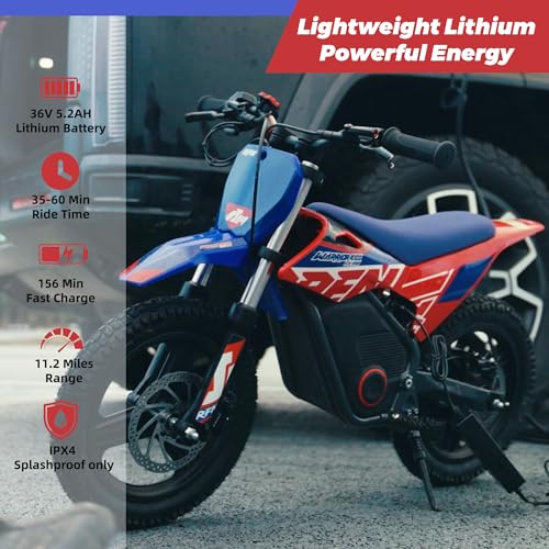 Image of RFN SX-E250 36V Electric Bike, 400W Electric Motorcycle 15.5 mph Max Speed & 11.2 Mile Range, 3-Speed Off-Road Bike for Kids Ages 3-6