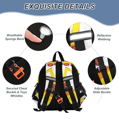 Kid's Backpack for Boys & Girls Toddler Bag Excavator Pattern Backpack with Safety Leash3