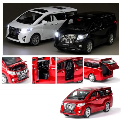 Image of 1:32 Toyota Alphard Vehicle Toy Alloy Die Cast Metal Car Model Diecast Metal Car with Light Sound Openable Door Pullback Toy Car for Kids. (White)