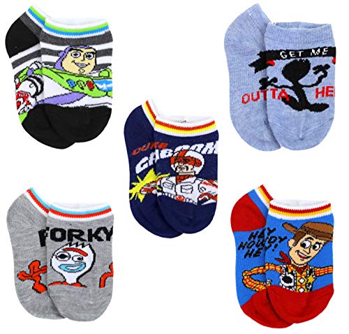 Disney Boy's Toy Story 5 Pack Character Socks, Sock Size 2T-4T, Multicolored