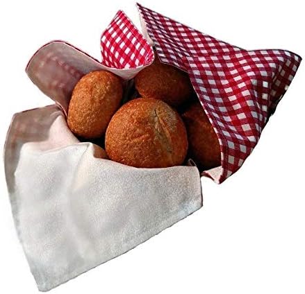 Bread Basket Liner and Warmer, Handmade in Red and White Check Print
