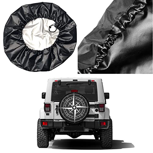Image of Delerain Compass with Wind-Rose Spare Tire Covers for RV Trailer SUV Truck and Many Vehicle, Wheel Covers Sun Protector Waterproof (15 Inch for Diameter 27 inch-29 inch)