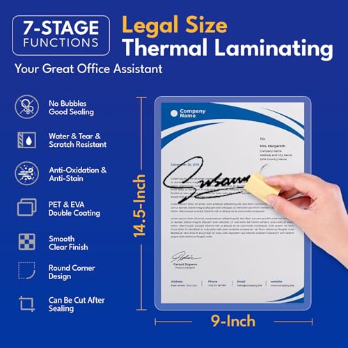 Image of Uinkit 5mil Legal Size Laminating Pouches, 100 Pack Laminating Sheets 8.5x14 Inches - Maximum Protection for Heavy Duty Menus, Safety Protocols, Machine Manuals & Outdoor Signage with Laminator