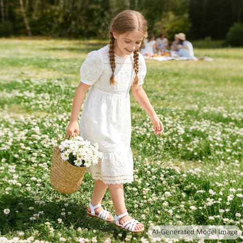 Image of Felix & Flora Toddler Girl Sandals - Little Girl Easter Dress Shoes Lightweight Open Toe Beach Holiday Flats