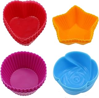 24 Pièces Moules de Cuisson Réutilisables en Silicone 7,5 cm Moulle à Cupcakes Mini Silicone Utilisé dans le Four le Four à Micro-ondes la Fabrication de Gâteaux du Pudding