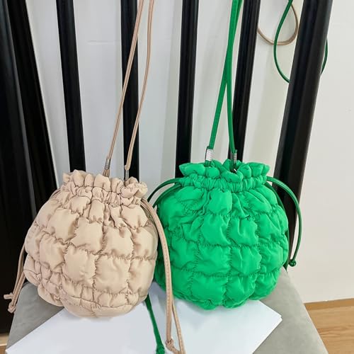 Stylish Quilted Bag For Women Puffer Bucket With Drawstring Spacious Shoulder Bag For Work School Outdoor Activities Women's3