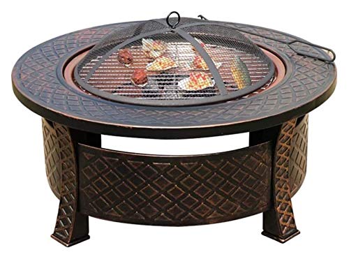 Parrilla para barbacoa al aire libre, hoguera de 32 pulgadas, hoguera cuadrada de metal para patio, estufa de leña, parrilla de barbacoa con cubierta de pantalla de chispas