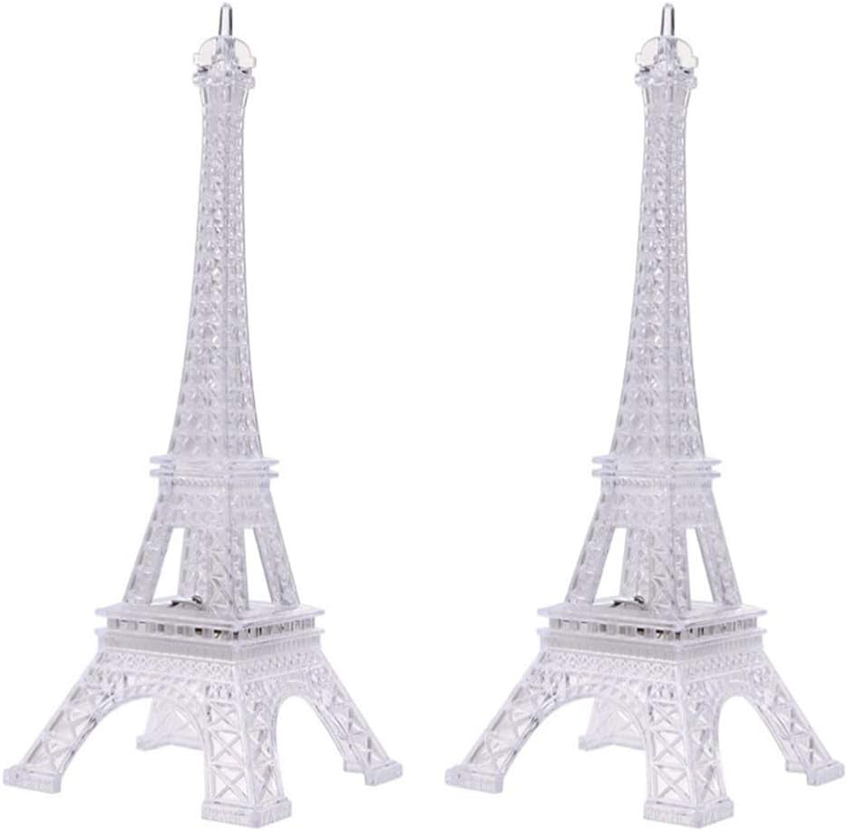 TOYANDONA 2pcs Plastic Night Lamp Led Eiffel Tower Night Light Table Decoration Ornament for Home Decor Birthday Gifts
