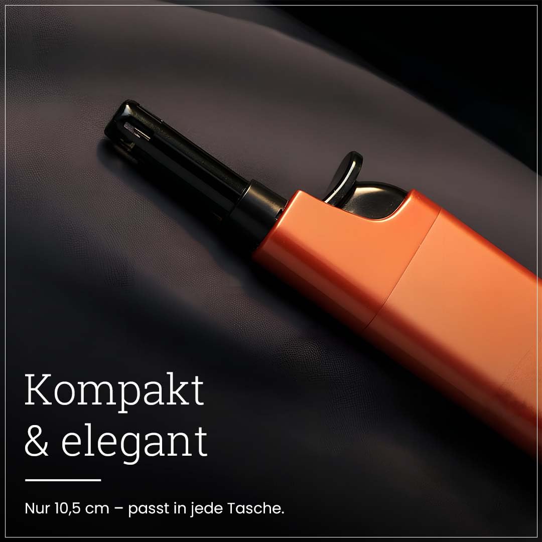 Komfort Feuerzeug 5er Pack – Ergonomisch - Barrierefrei - Seniorengerecht– Nachfüllbare Piezo Gasanzünder mit Leichtbedienung – Metallic & Farbig – Für Kerzen, Grill & Outdoor