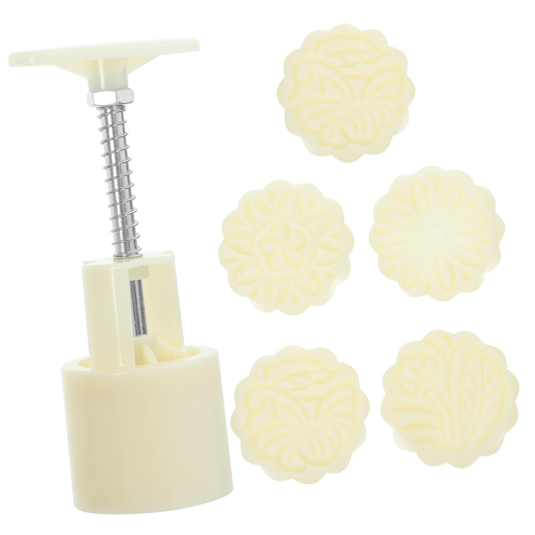 CIYODO 1Set Hand Press Moon Cake Mold Flower Pattern Baking Tool for DIY Easy to Use Cookie Stamp for Creative Desserts