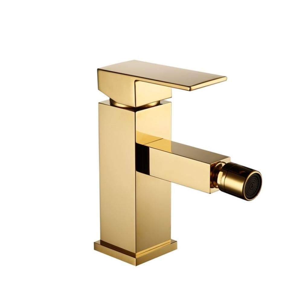 ASerZenith Bathroom Faucet Brass Square Style Gold Finish Bidet Single Lever Mixer Water Tap Bidet Fitting Taps