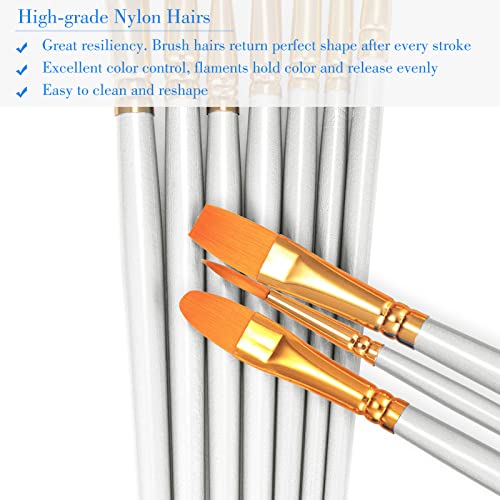 Image of BOSOBO Assorted Nylon Acrylic Artist Paint Brushes Set,White,50 Pcs
