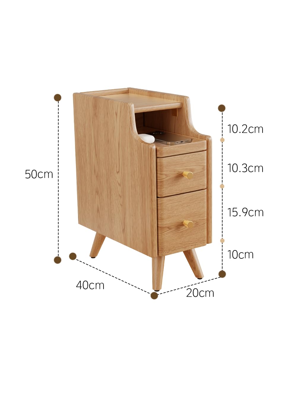 Amazon.co.jp: Mangowood ベッドサイドテーブル スリム ナイトテーブル