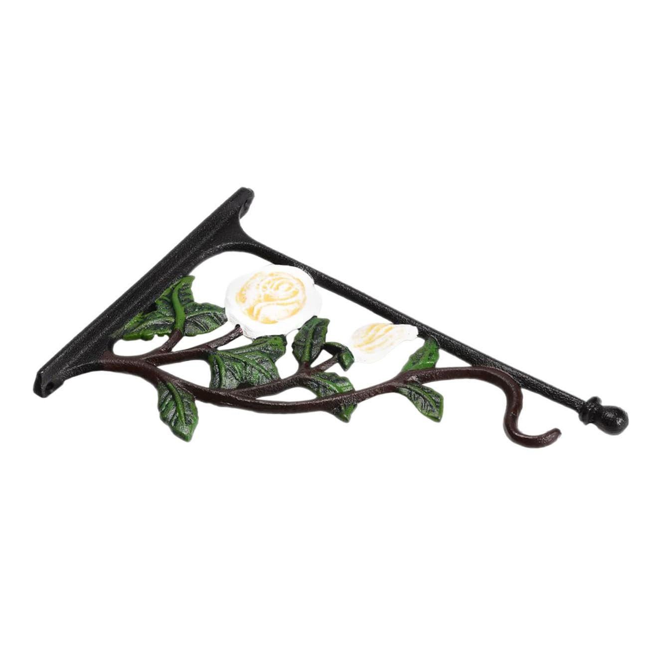 Cast Iron Rose Pattern Wall-Mounted Flower Basket Hook for Hanging Plant Pots Bird Feeders Lanterns Outdoor Garden Décor