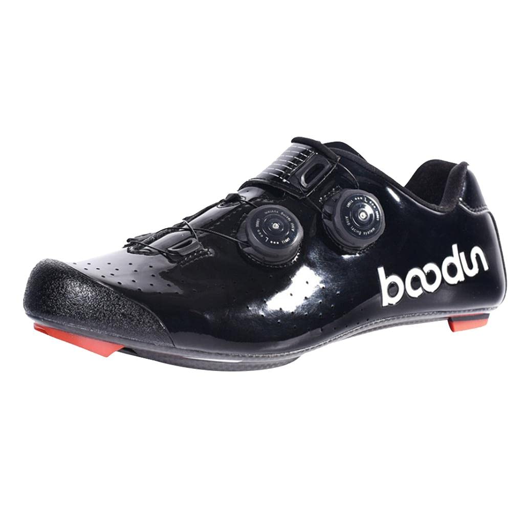 UniQMart_ Road Cycling Shoes Bike Bicycle Racing Shoe Quick Lace Sneaker Black 40