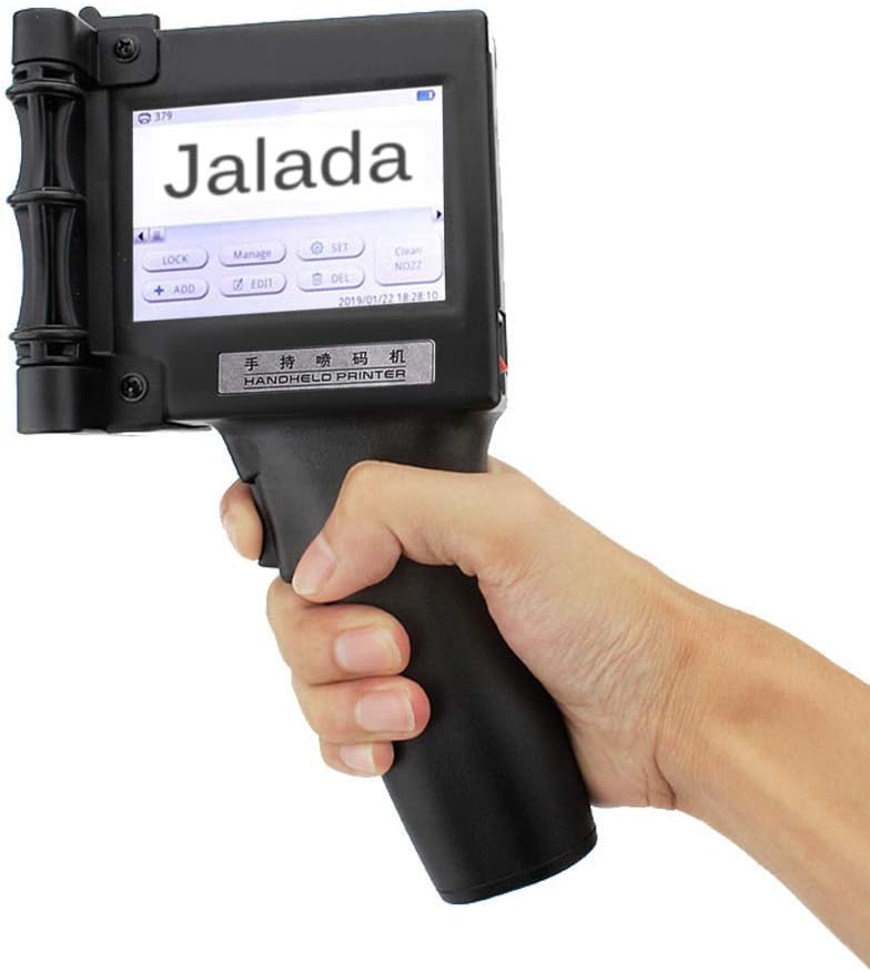 Jalada Black Portable Intelligent High Definition Handheld Inkjet Printer, Inkjet Code Printer, Inkjet Label Printer,LED Screen Display Inkjet Coding Machine for QRcode,Logo,Date Coder,Graphic,Label