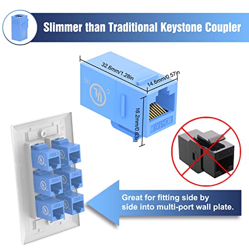 Vce Ul Listed 25-Pack Rj45 Cat6 Keystone Coupler Female To Female Insert Coupler, Utp Keystone Inline Coupler-Blue #TOP1