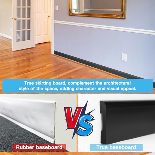 Image of Art3d High Impact Baseboard Wall Molding Trims, Skirting Board, Black