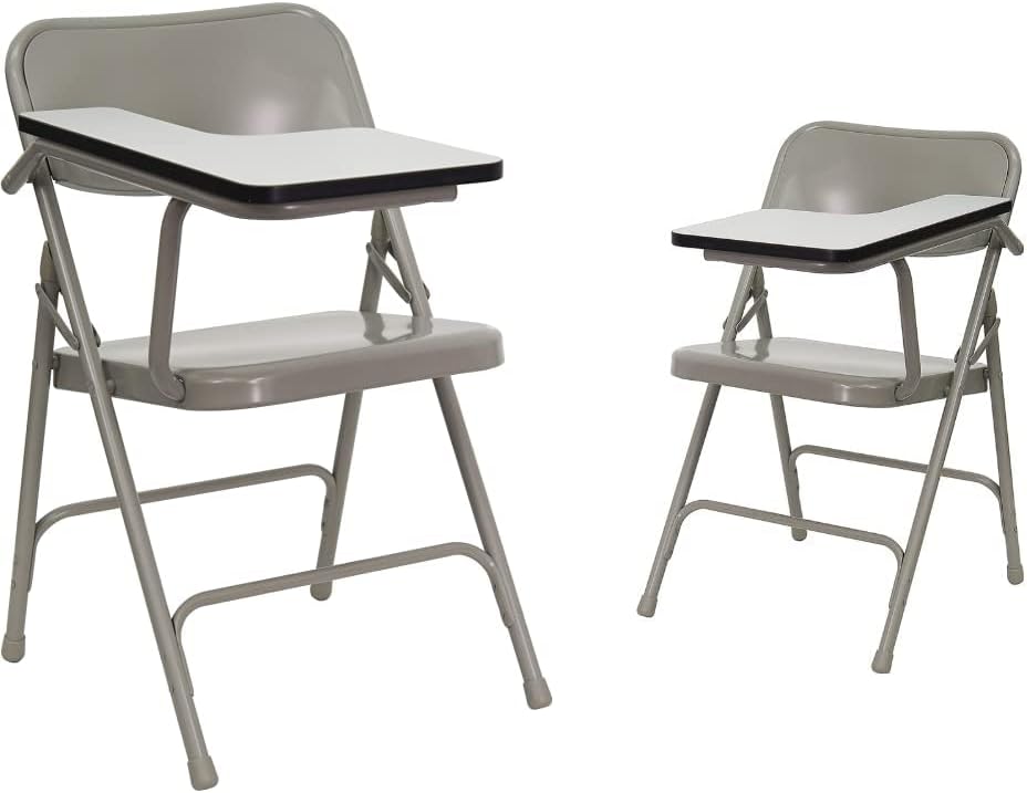 Flash Furniture Rutherford 2 Pack Premium Steel Folding Chairs with Right Handed and Left Handed Tablet Arms
