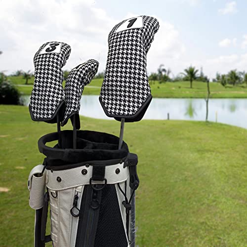 LAISUNTIM Golf Club Head Cover - Houndstooth pattern Golf Headcovers for Fairway Woods