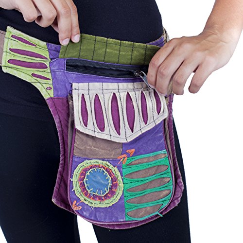 Razor Cut Fanny Cotton Fanny Pack　Cotton　Waistpack Hip Burning Man Renaissance Natural Eco Festival Belt Travel Money Pack #TOP3