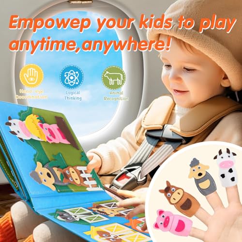 Image of Montessori Farm Busy Book for Toddlers,Montessori Toy for 3 4 5 Years Old Boy Girl-Busy Quiet Book with Life Skills, Color Sorting, Counting Number, Autism Sensory Toy for Airplane Travel