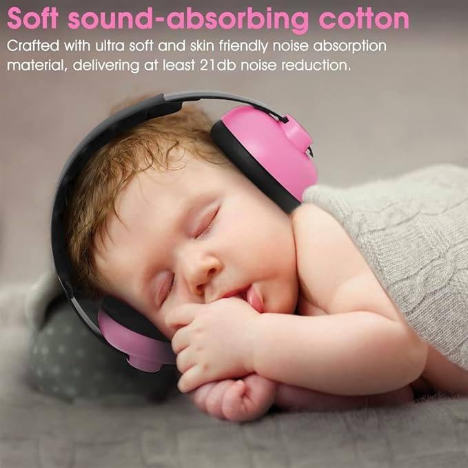 AVIARA™ Baby Noise Cancelling Headphones, Ear Protection Earmuffs Noise Reduction for 0-3 Years Kids, Babies Sleeping, Airplane, Concerts, Movie, Theater, Firework (Pink) (pack of 1) 4