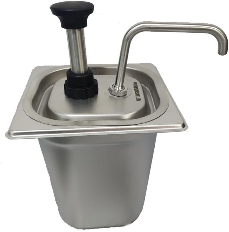 Sauce Pump Dispenser Stainless Steel Dispenser - Large Capacity Condiment Pump Dispenser Quantitative Pressure Head for Variety of Sauces (3002S)