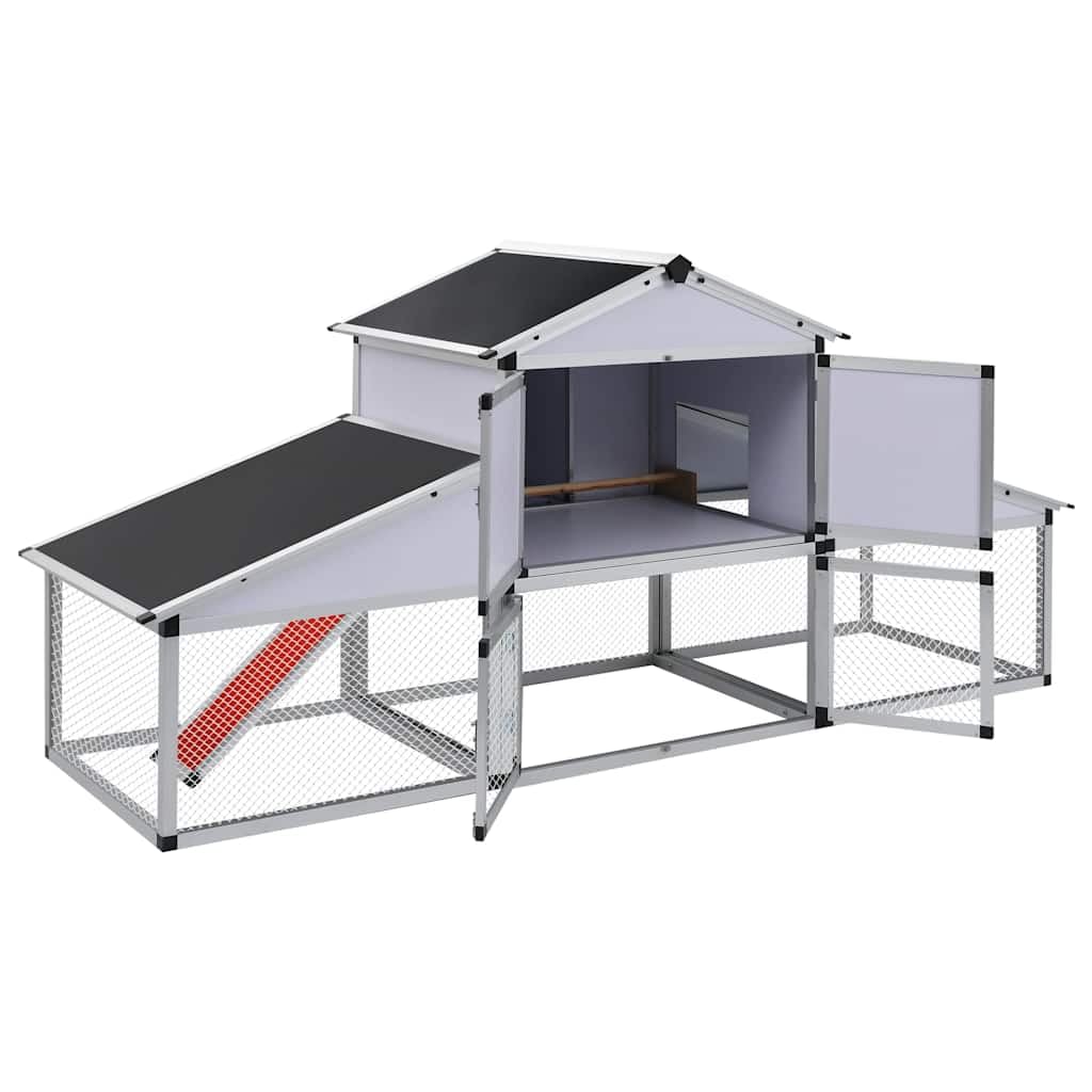 Gallinero con rampas y nido de aluminio, recinto exterior de conejos para animales, gallinero para gallinas y otros animales pequeños