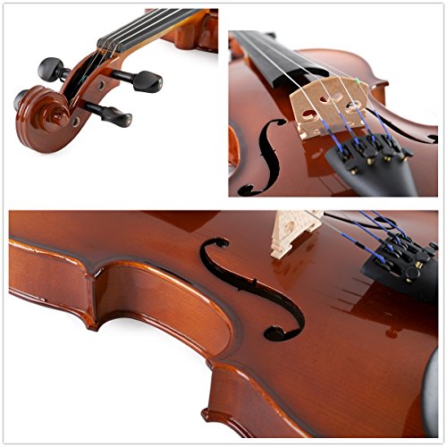 Aileen Solidwood Ebony Kids Students Beginners Violin Rental Shop Preference Outfit with Case, Rosin, Premium Strings, Shoulder Rest, Fingerboard Sticker (4/4)